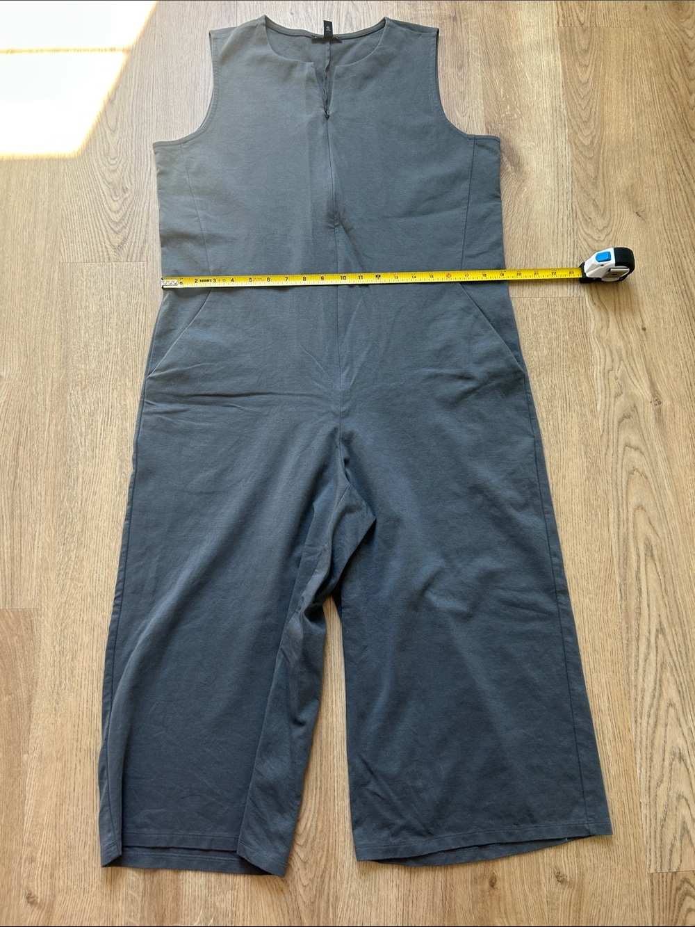 EILEEN FISHER Organic Cotton Sleeveless Cropped Gray Ponte Jumpsuit Size Medium - Picture 9 of 10